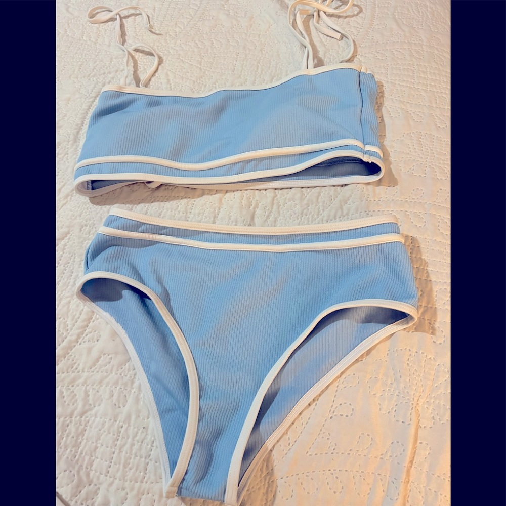 Pink Lily blue and white bikini